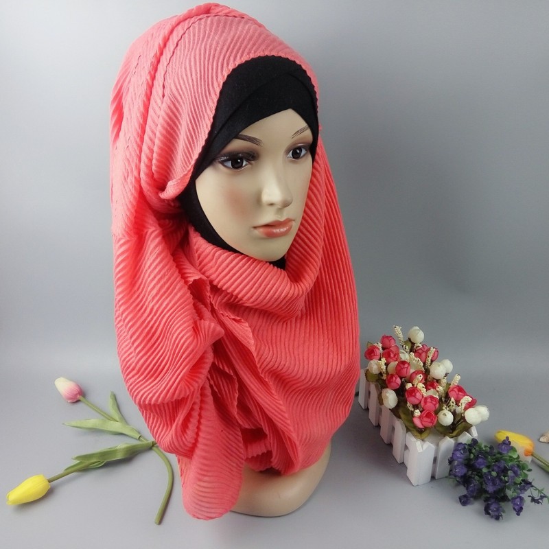 Salmon Crinkled Cotton Maxi Hijab Clearance