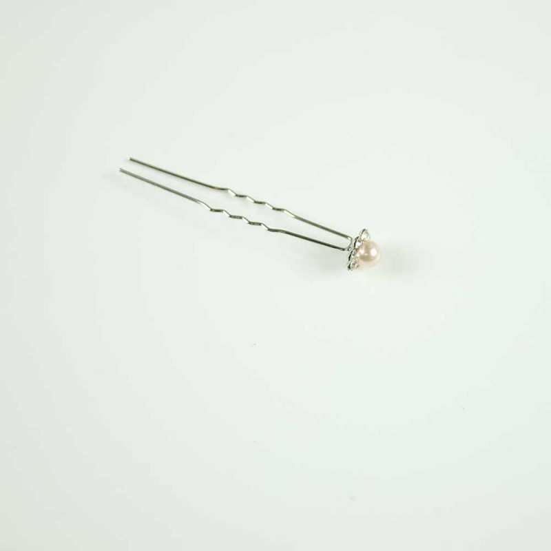 Pink Crystal basic pearl hairpin