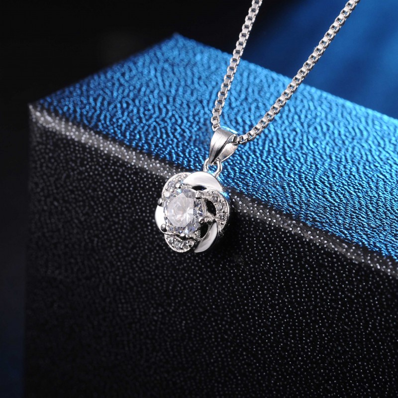 Crystal Spiral Polished Necklace