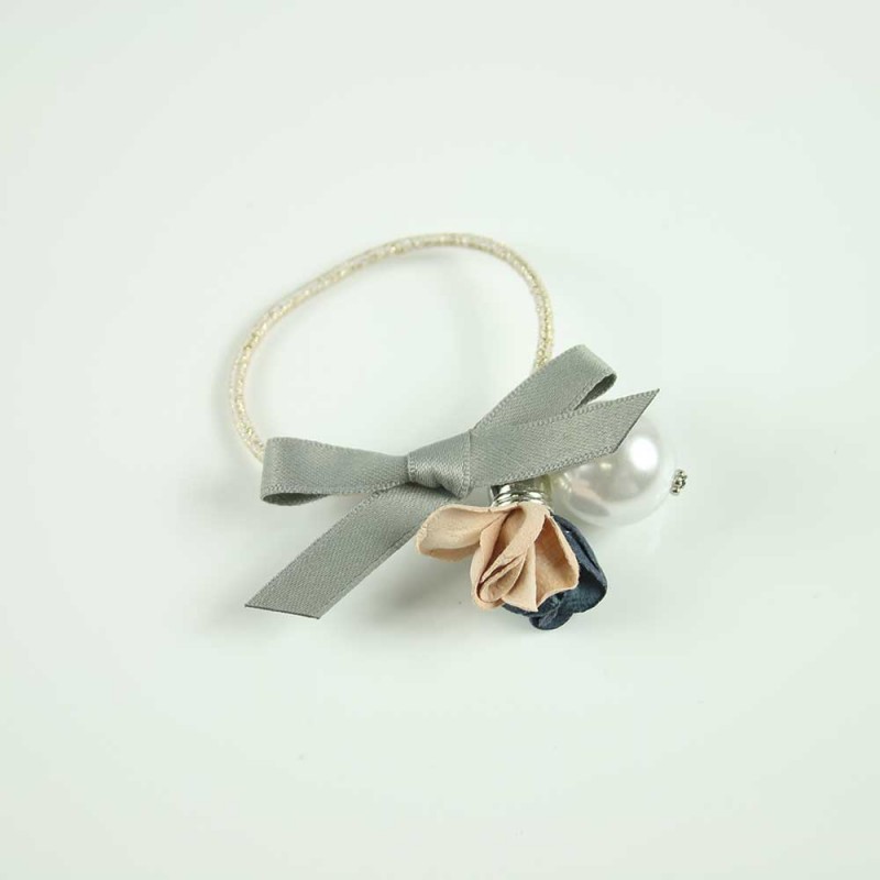 Navy Nude Floral pearl hairband