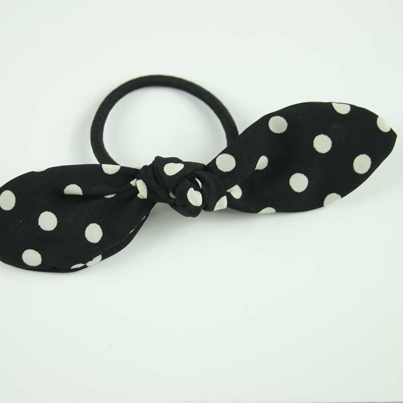 Black Polka Ribbon hairband