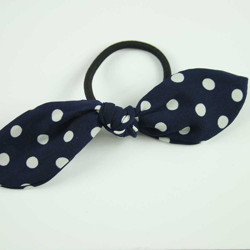 Navy Polka Ribbon hairband