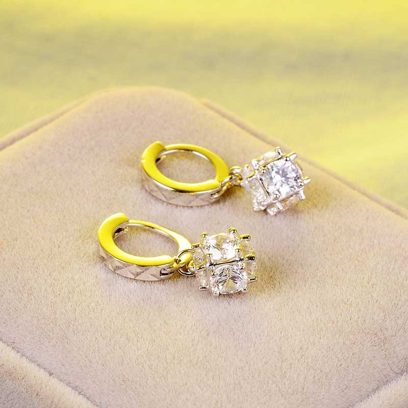Crystal Square Drop Polished Earrings