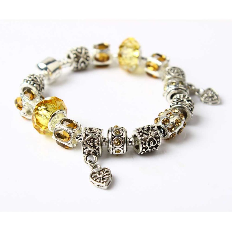 Yellow Hearts Charm Bracelet