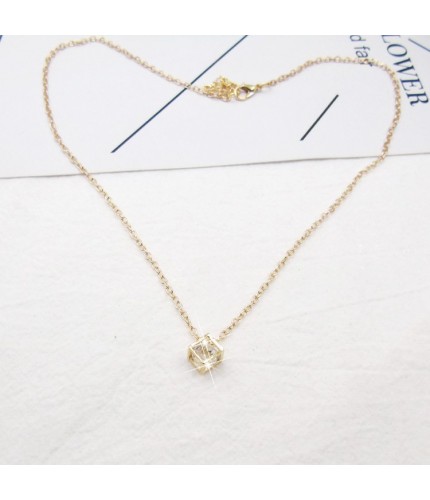 Gold Square Pendant Necklace