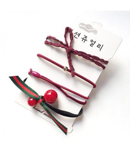 Wine red Cherry hair band set