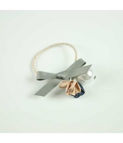 Navy Nude Floral pearl hairband