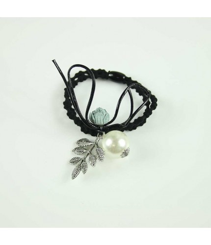 Mint pearl foliage hairband