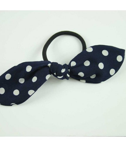 Navy Polka Ribbon hairband