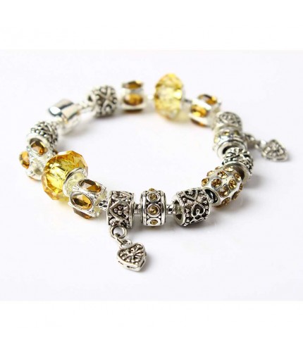 Yellow Hearts Charm Bracelet